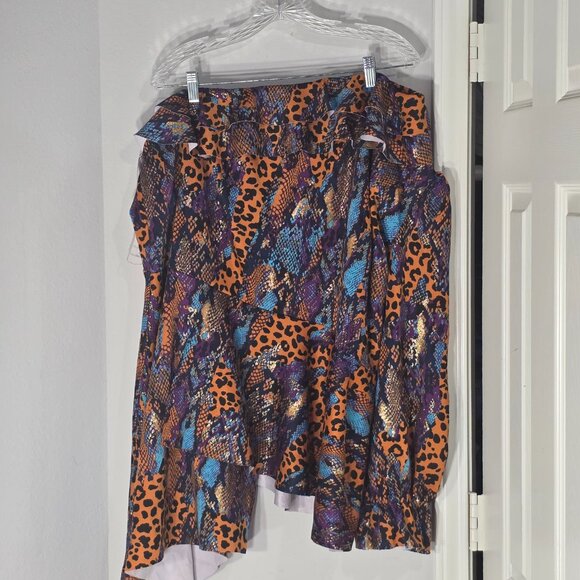 ASHLEY STEWART PLUS SIZE MIX ANIMAL PRINT ONE SHOULDER TOP | SIZE 30/32 | MULTI - Picture 4 of 7
